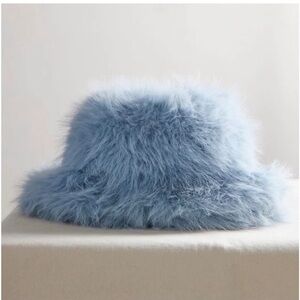 Free People Ice Queen Faux Fur Bucket Hat in Blue | NWT